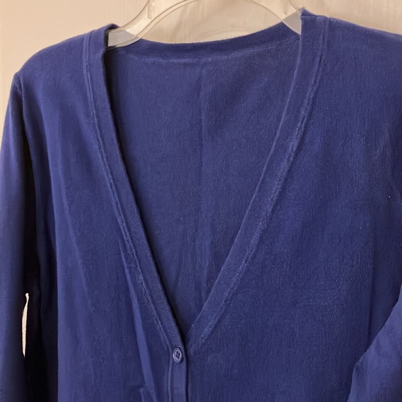 Cotton royal blue cardigan sweater, size 16 - Picture 2 of 4